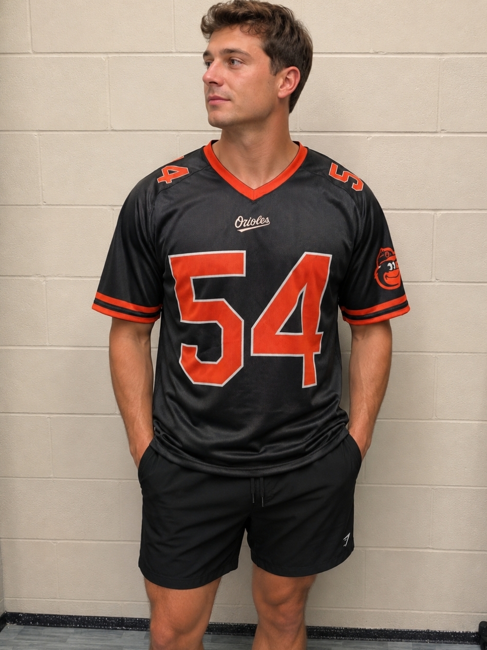 Baltimore Orioles Birdland #54 Jersey Men’s XL Black Orange Baseball Tee